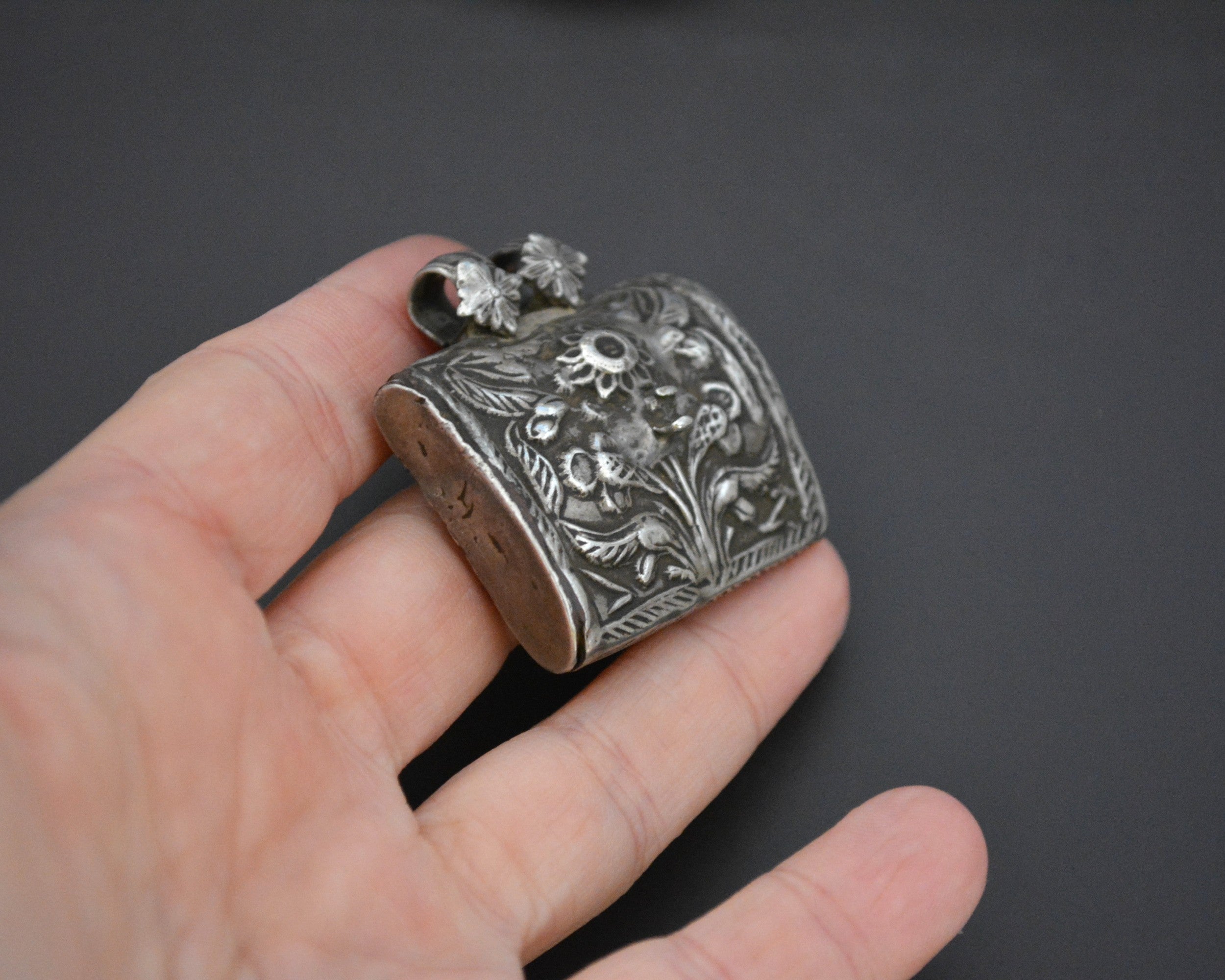 Old Indian Silver Box Pendant