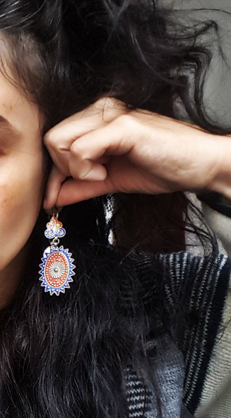Ethnic Enamel Dangle Earrings