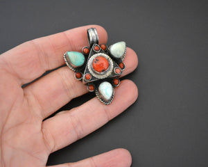 Nepali Turquoise Coral Pendant