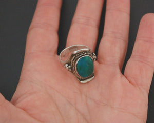 Nepali Turquoise Saddle Ring - Size 7.5
