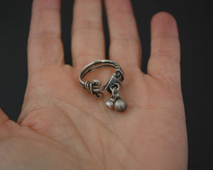 Old Rajasthani Silver Ring with Bells - Size 6