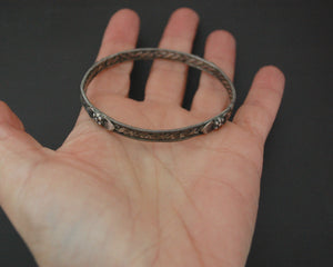 Rajasthani Silver Bangle Bracelet with Flowers - SMALL/MEDIUM