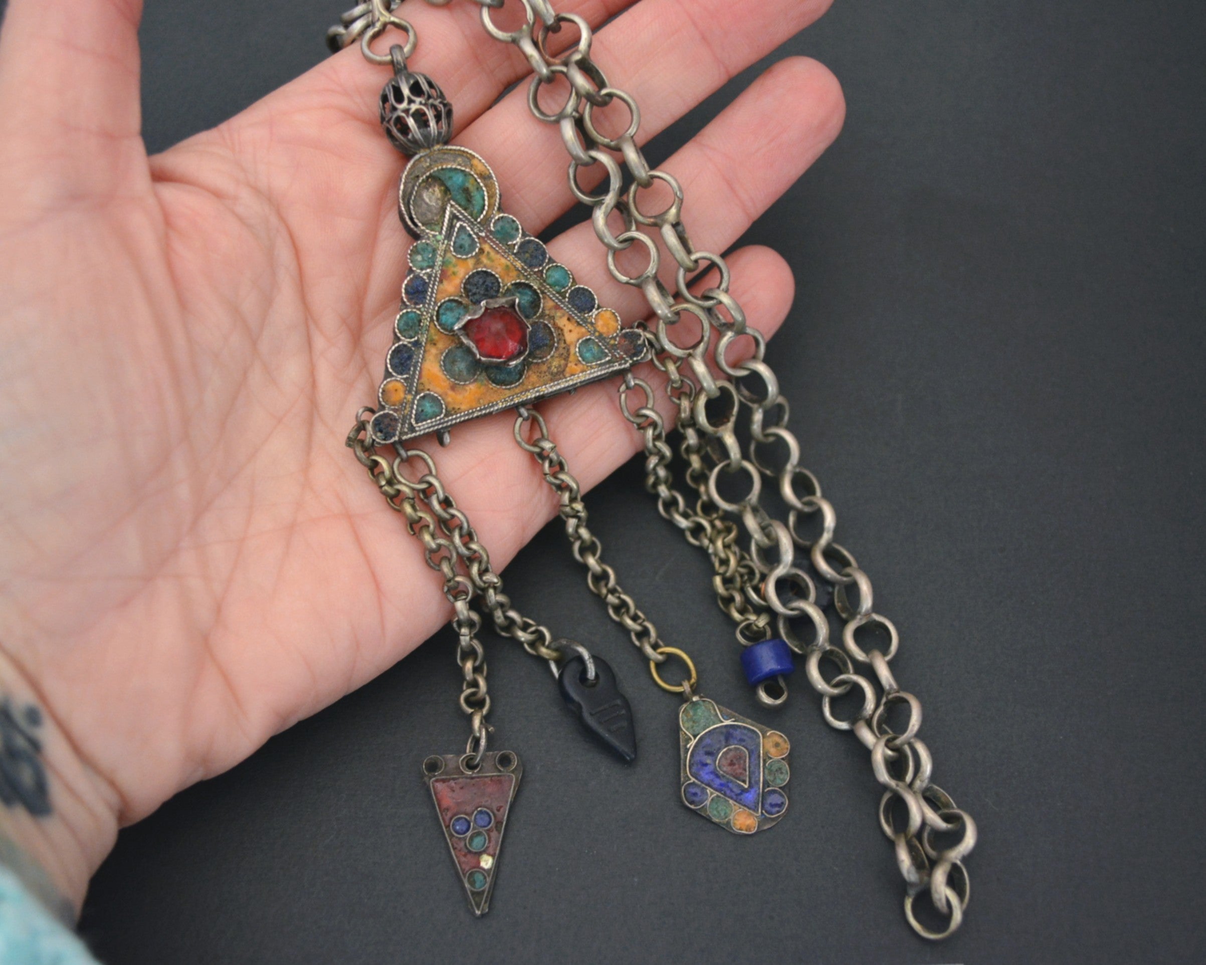 Tunisian Enamel Pendant on Chain