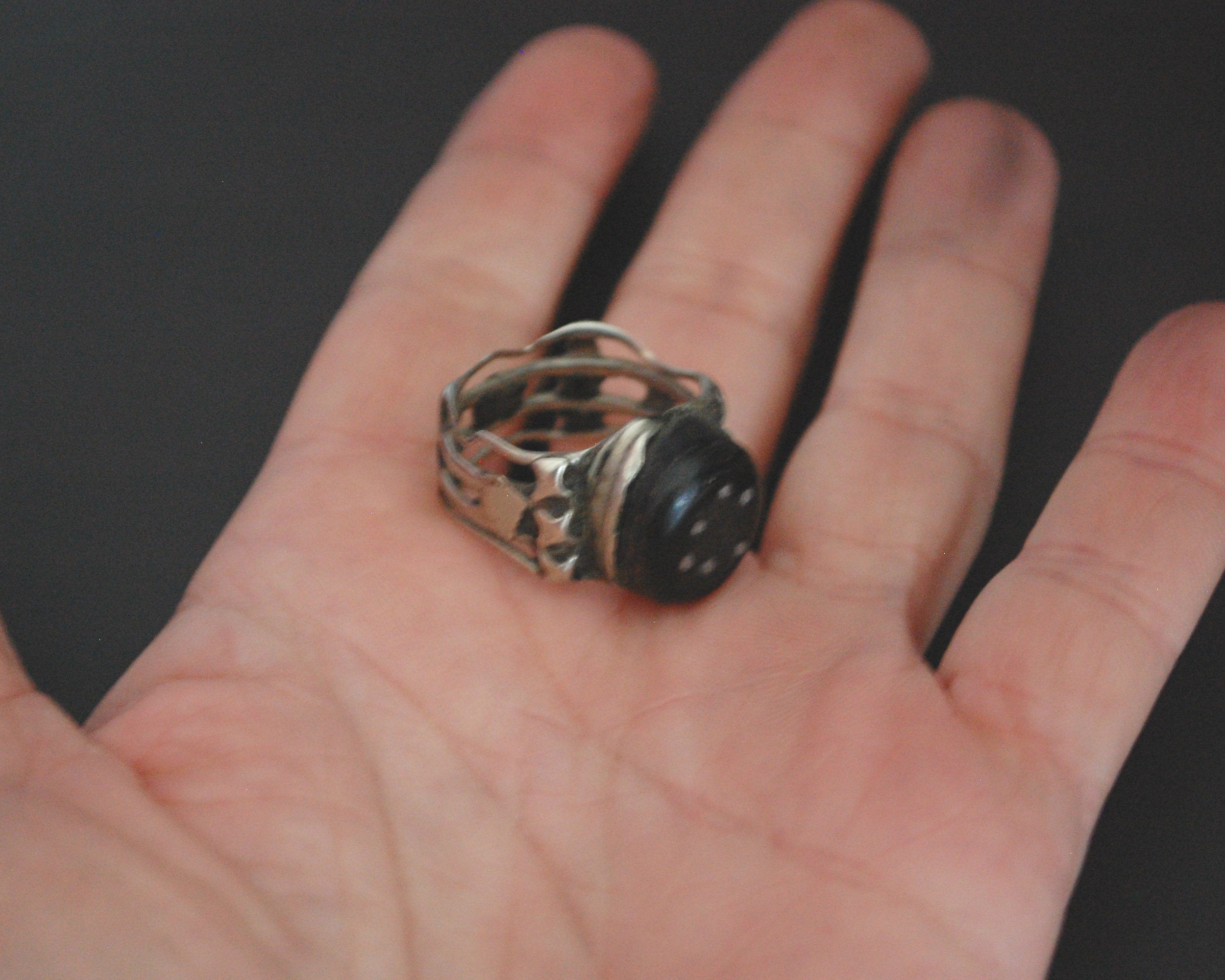 Yemeni Bedouin Black Coral Ring - Size 8