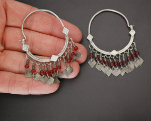 Afghani Hoop Earrings with Glass Tassels