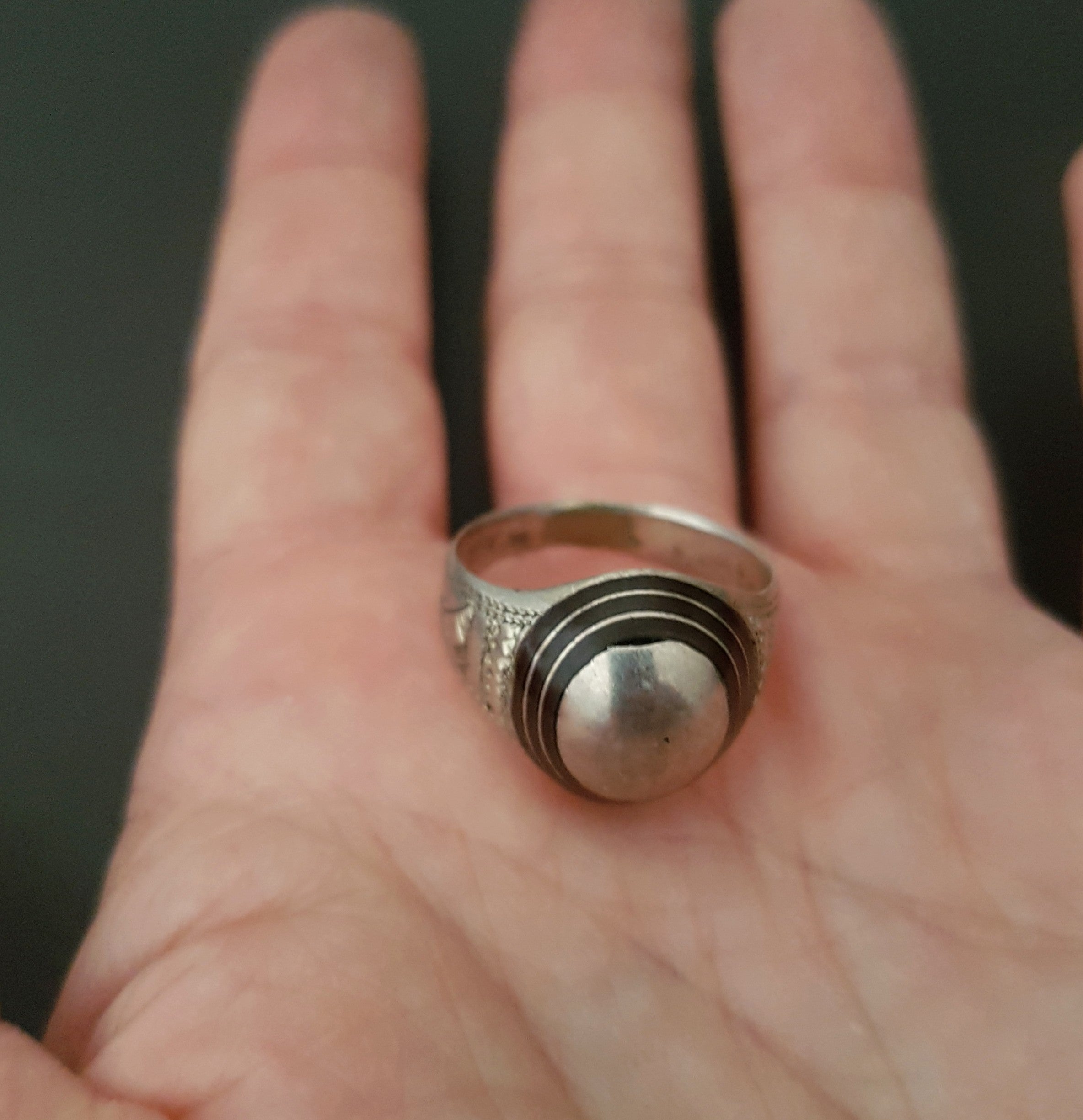 Tuareg Ring with Ebony Inlay - Size 7.5