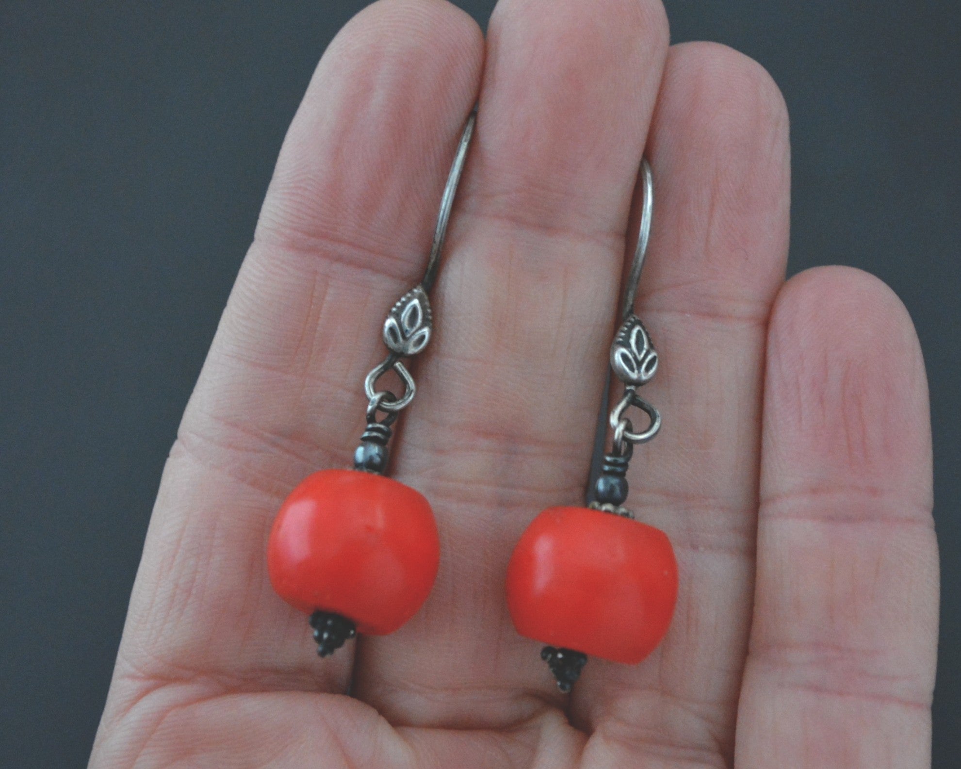 Ethnic Coral Dangle Earrings