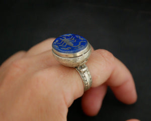 Afghani Lapis Lazuli Scorpion Intaglio Ring  - Size 7
