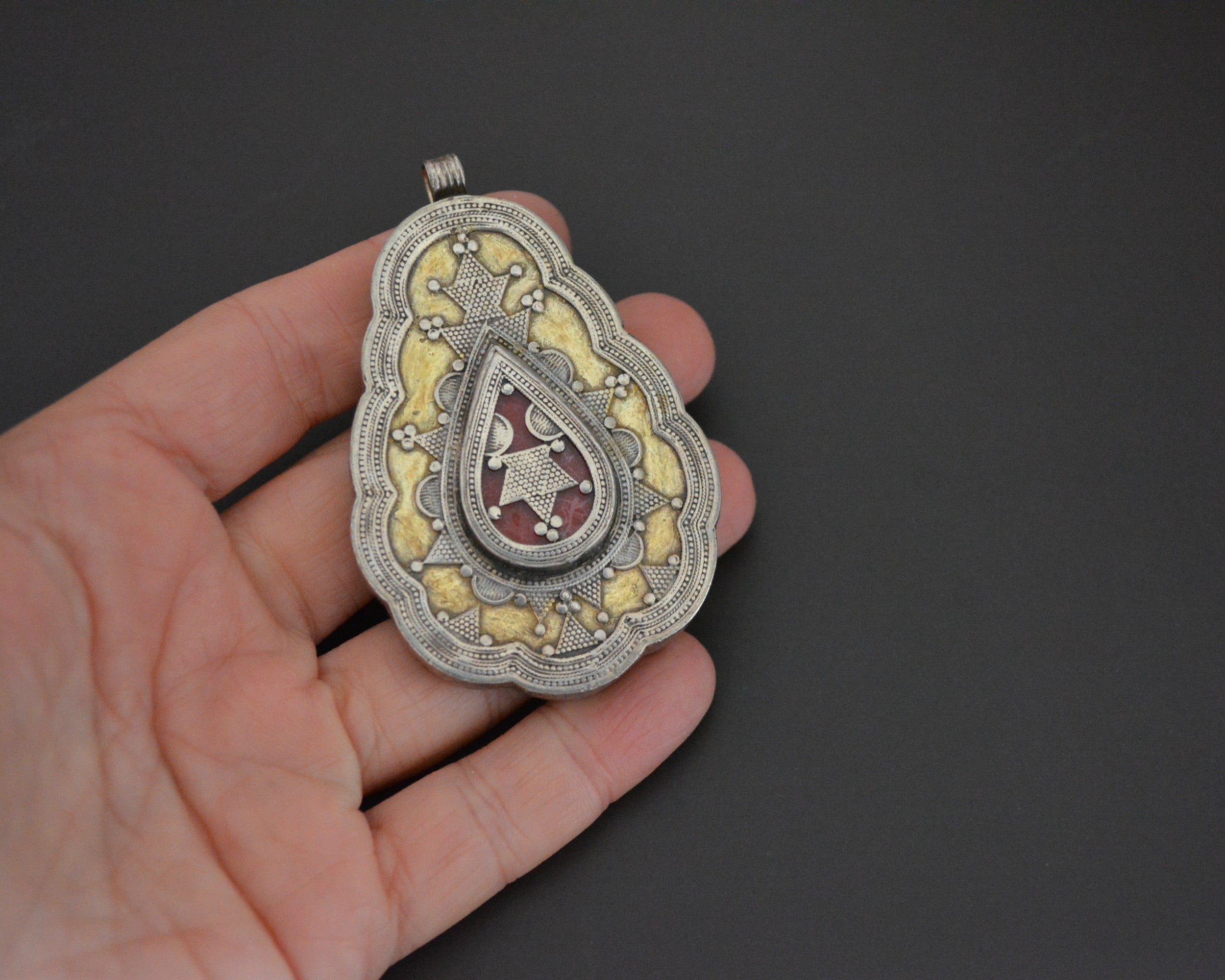Large Gilded Silver Kazakh Pendant