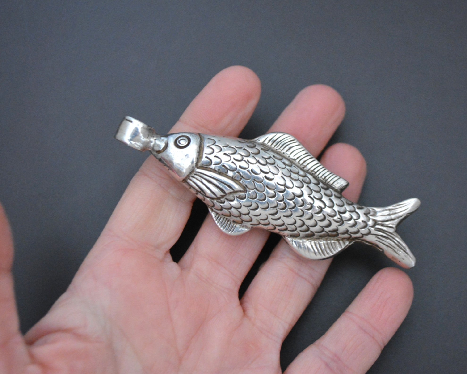 Large Nepali Silver Fish Pendant