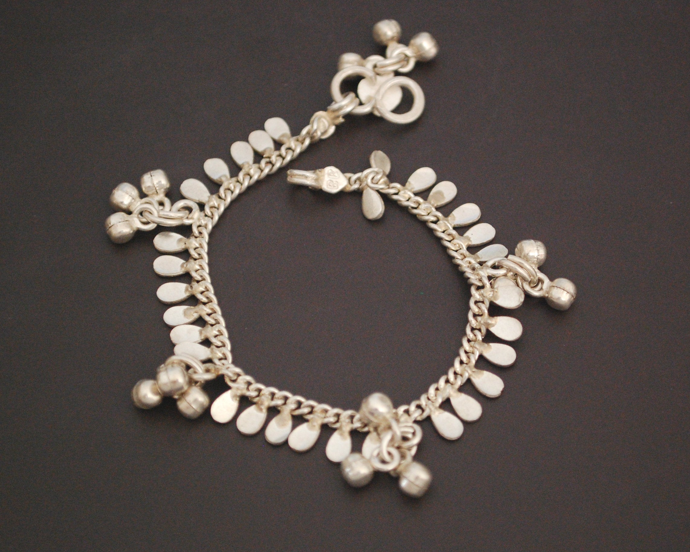 Rajasthani Silver Bracelet with Bells - SMALL