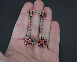 Ethnic Coral Dangle Earrings