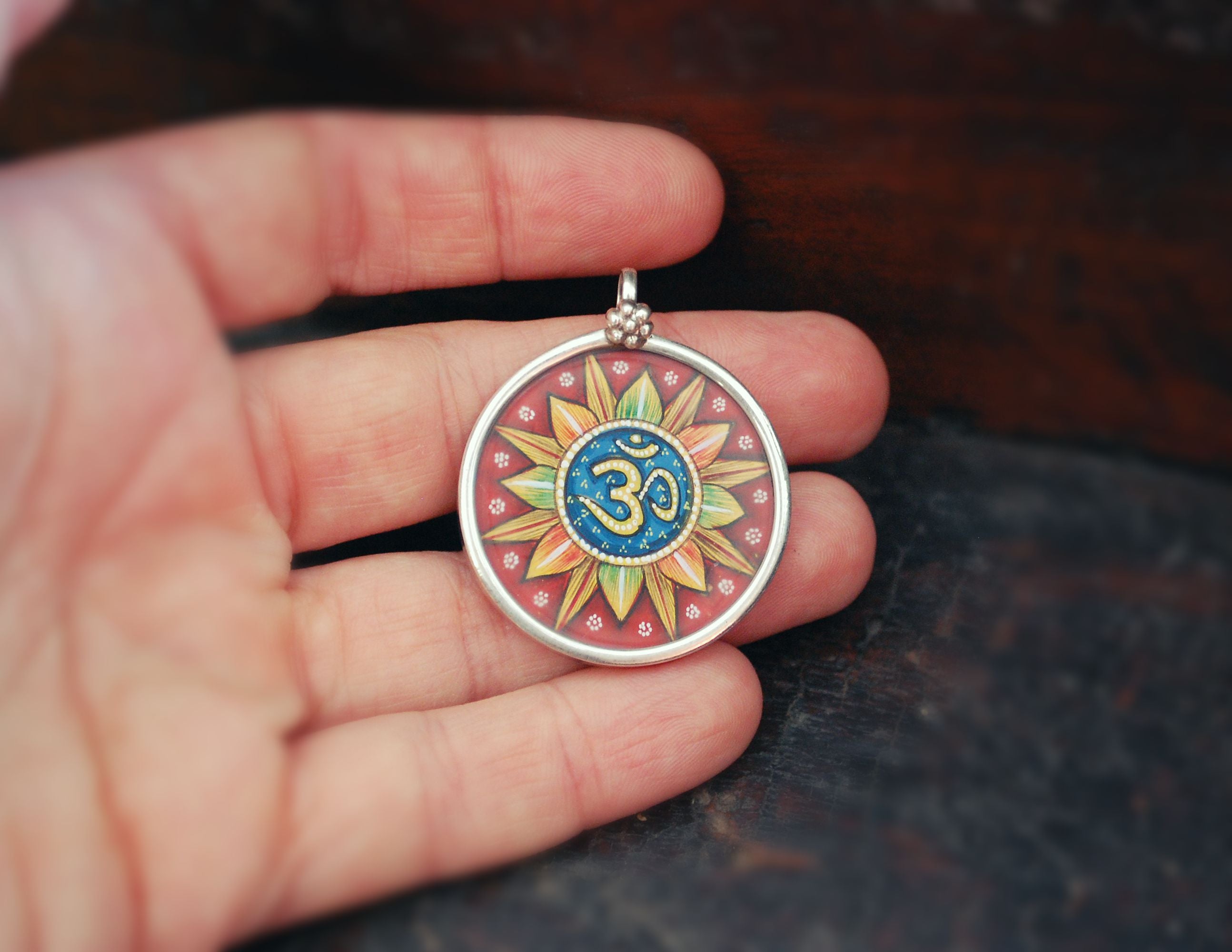 Indian Om Painted Pendant