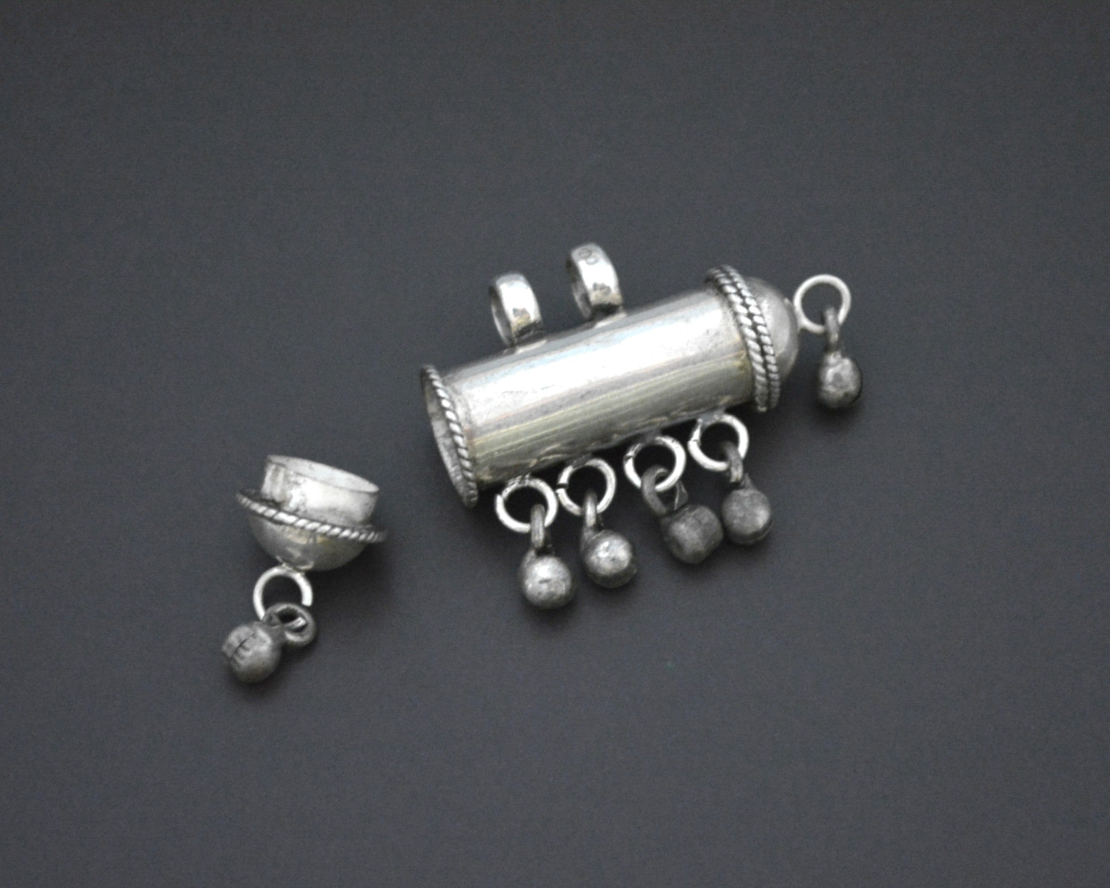 Rajasthani Silver Taviz Pendant with Bells