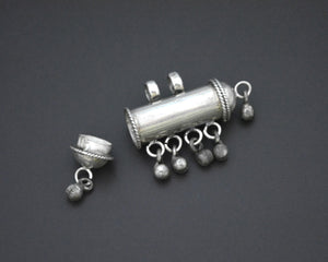 Rajasthani Silver Taviz Pendant with Bells