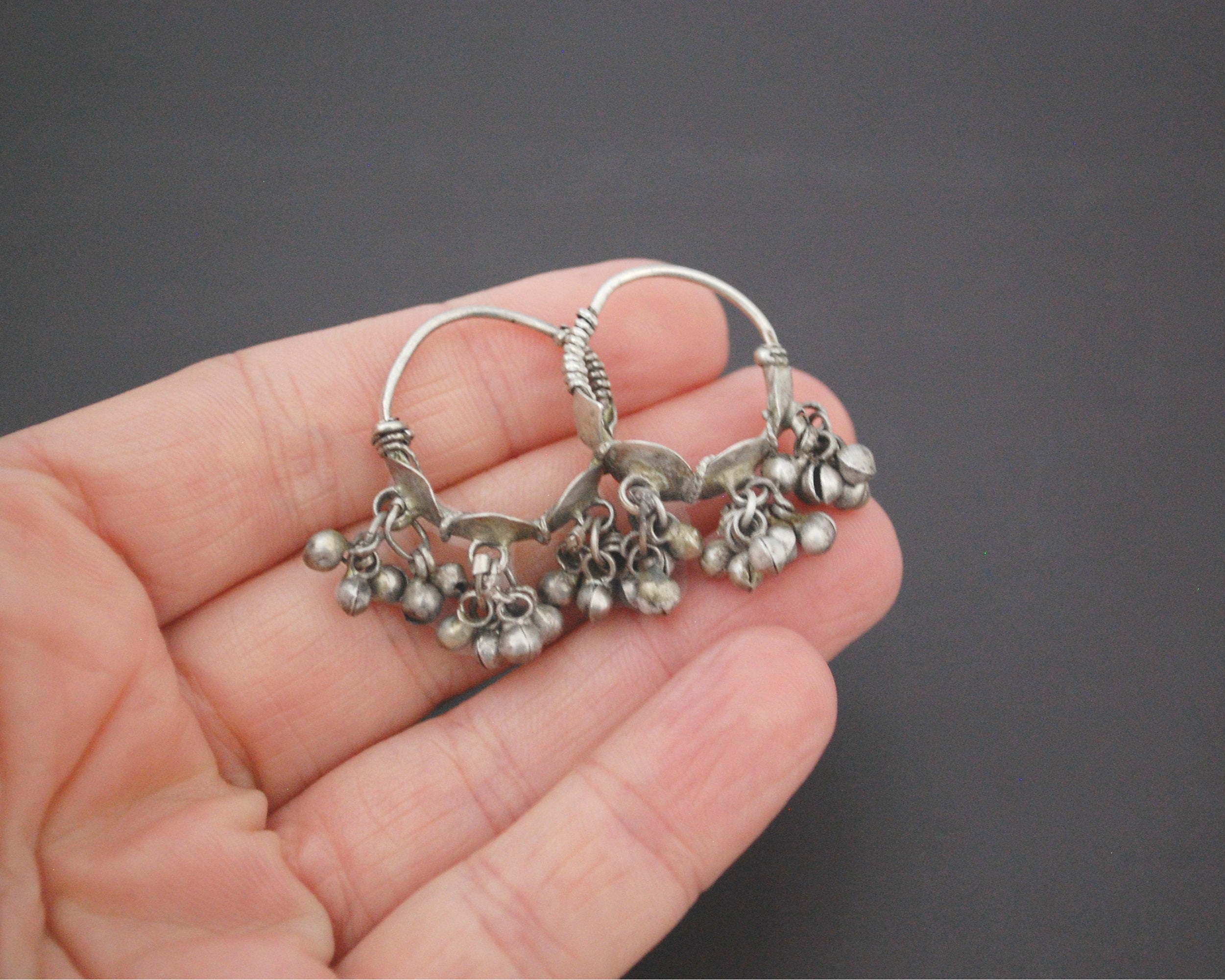 Rajasthani Hoop Earrings with Bells - SMALL