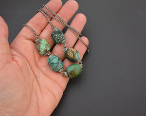 Tibetan Turquoise Bead Necklace on Silver Chain