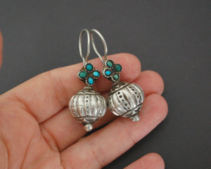 Smaller Sized Afghani Earrings with Turquoise