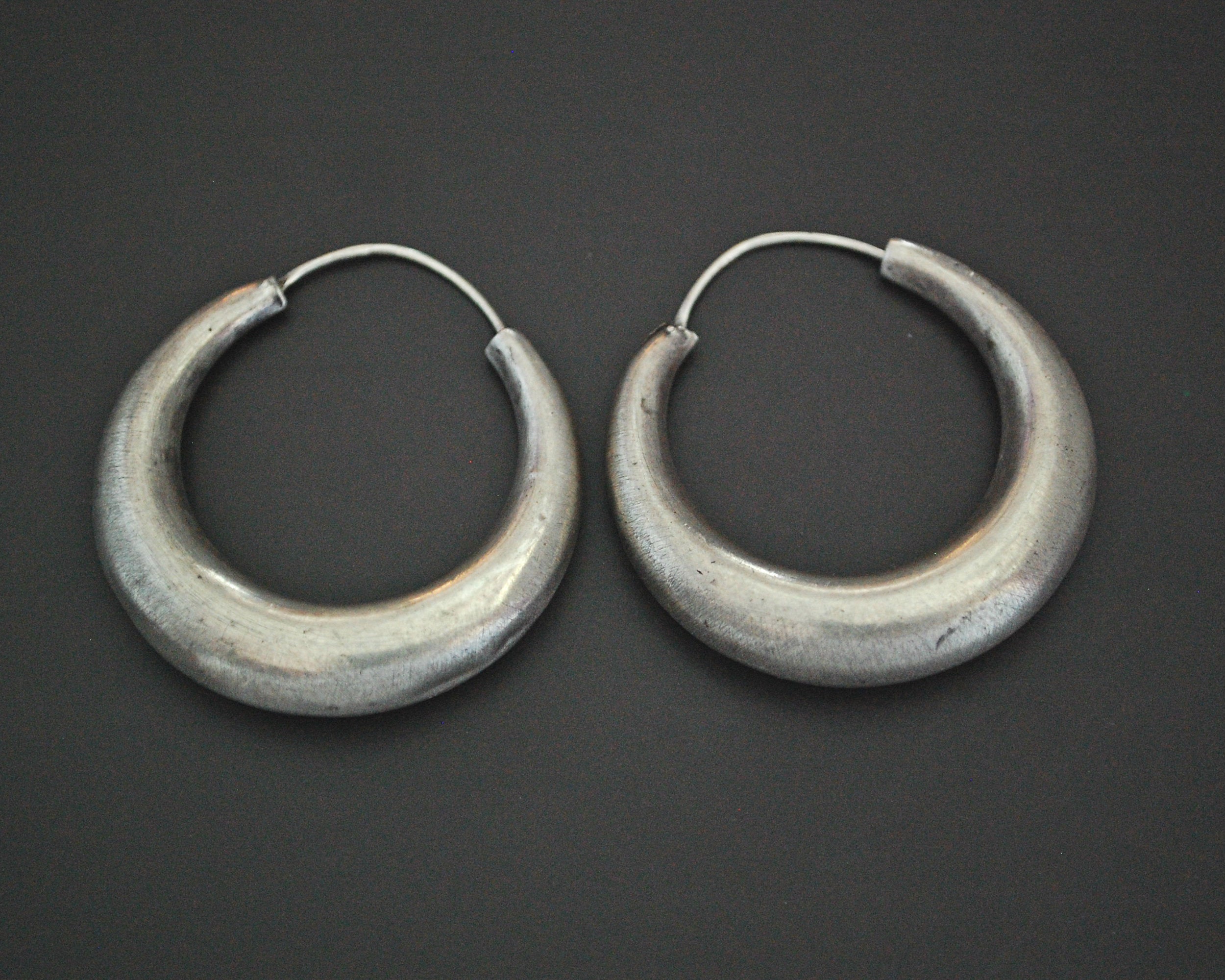 Ethnic Hoop Earrings with Patina - MEDIUM