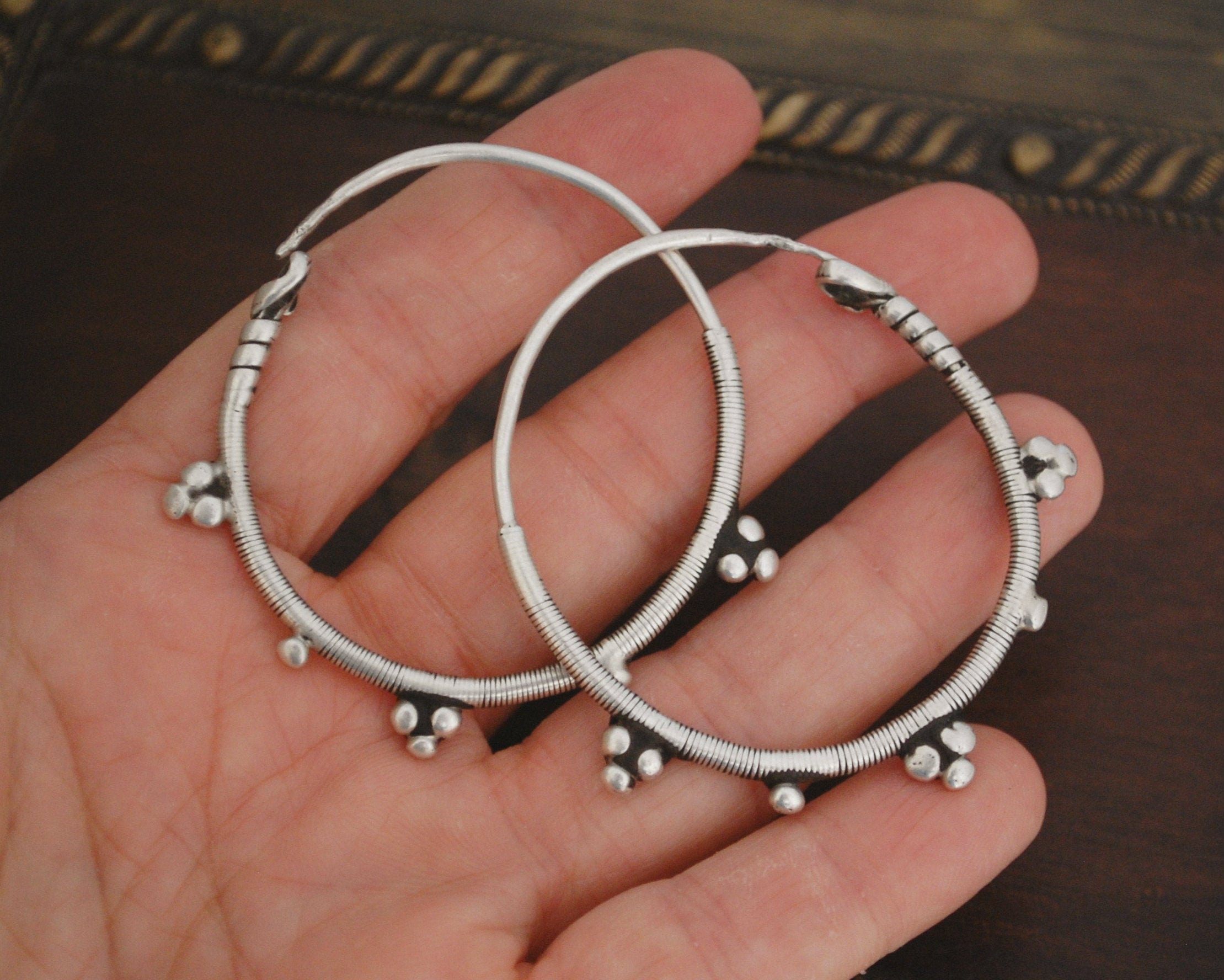 Antique Afghani Hoop Earrings - LARGE