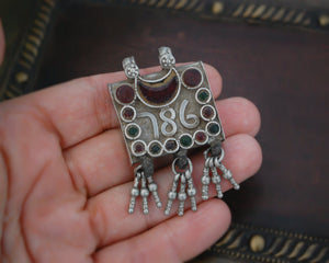 Rajasthani Moon Amulet Pendant with Dangles