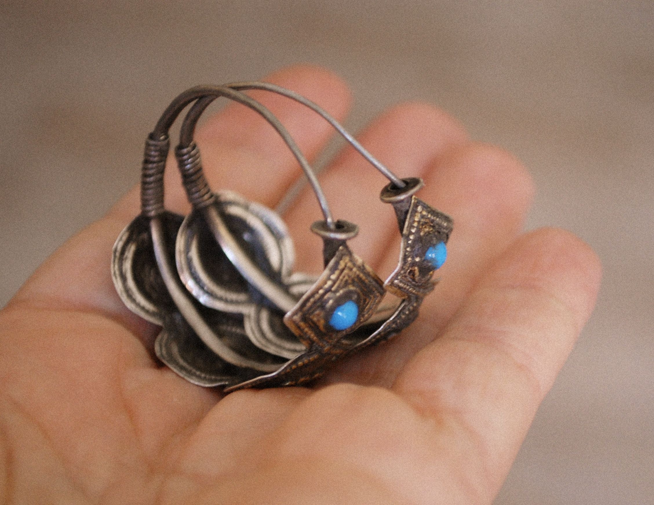 Antique Afghani Tribal Hoop Earrings