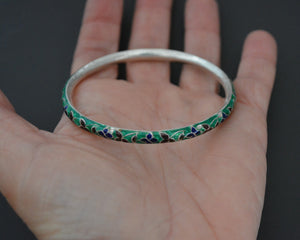 Indian Green Enamel Bangle Bracelet - SMALL