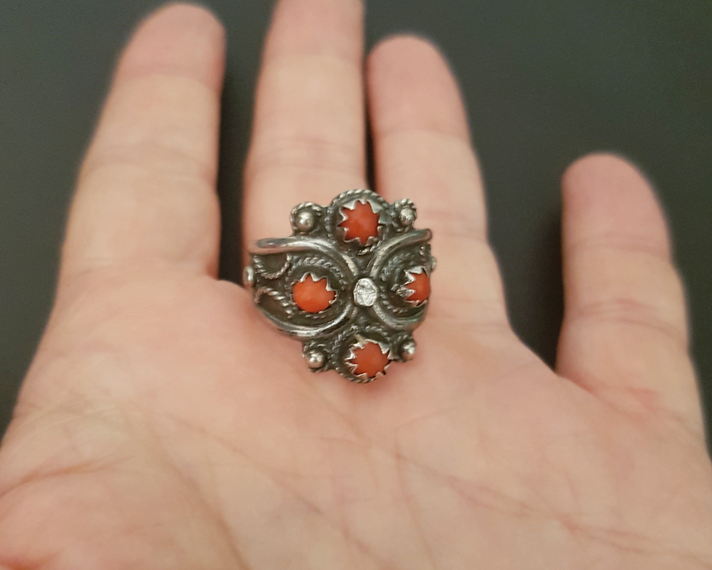 Berber Kabyle Coral Ring - Size 7+