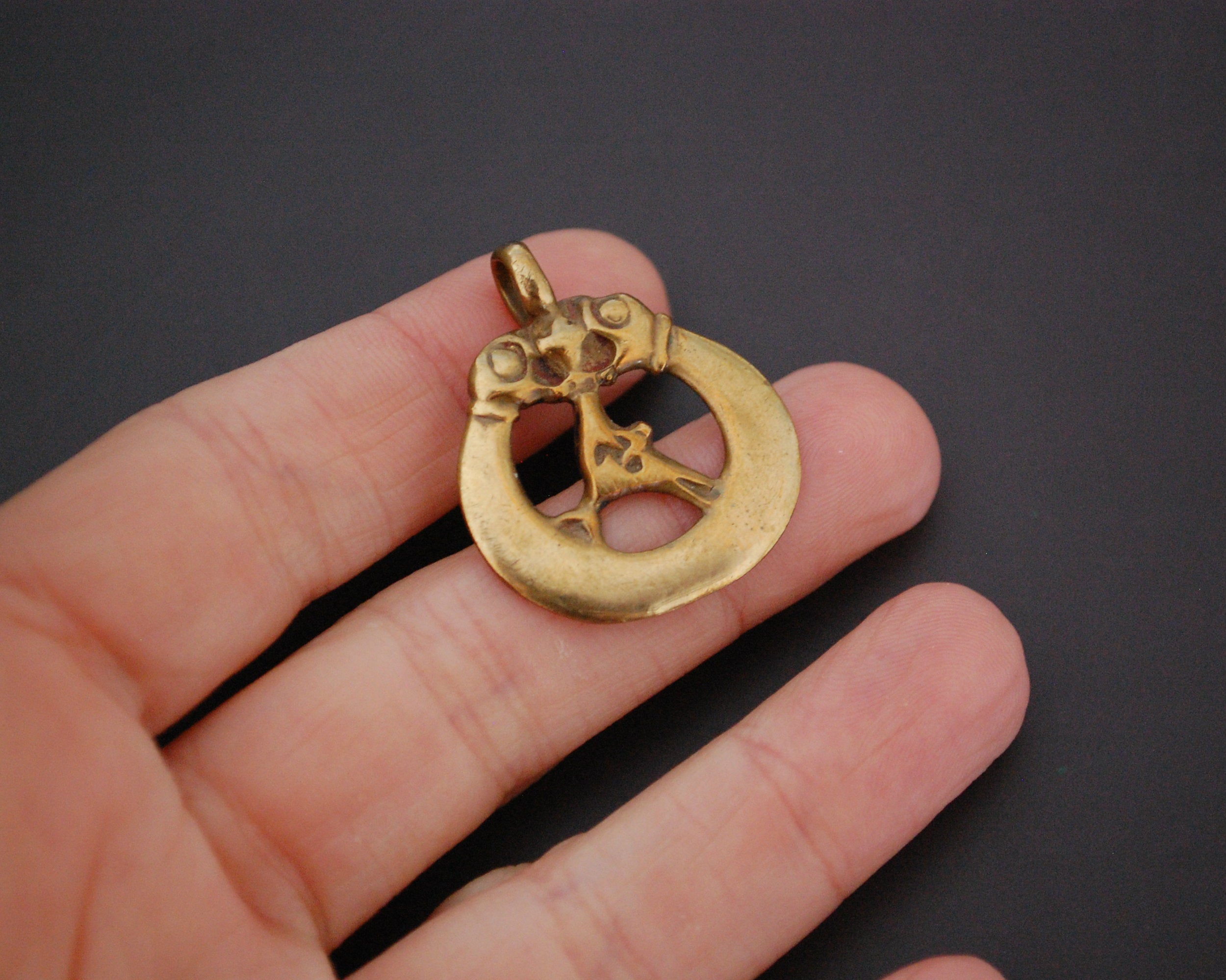 Ethnic Snake Naga Brass Amulet Pendant - Doublesided