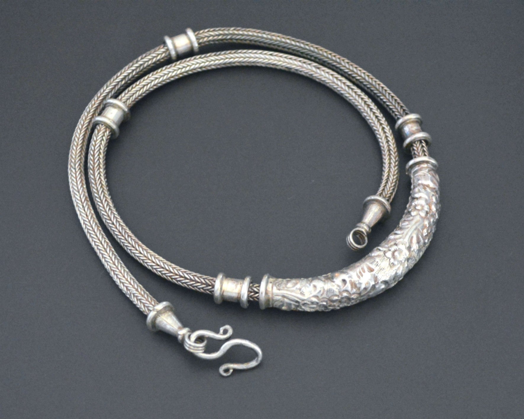 Bali Braided Snake Chain Necklace with Silver Parts