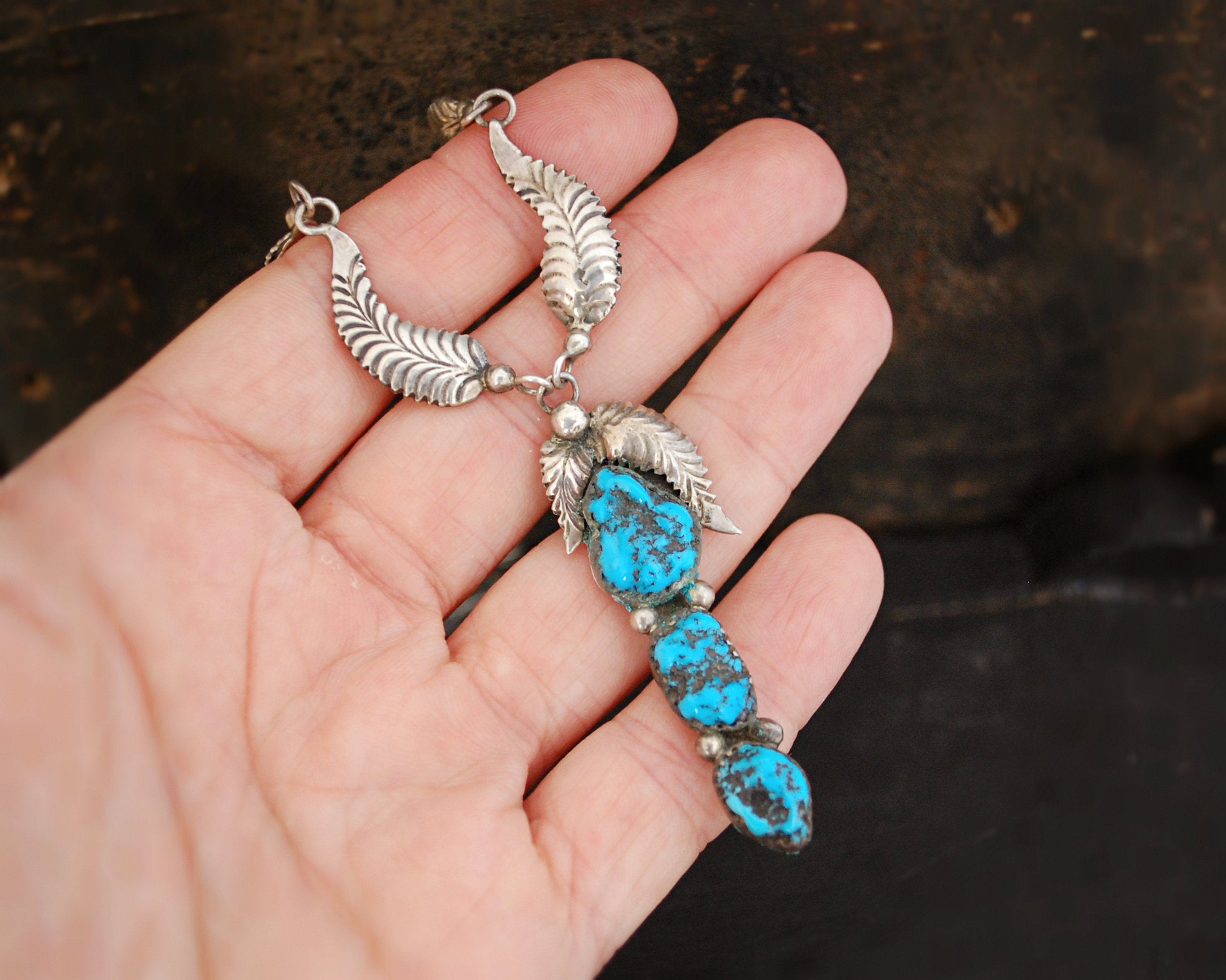 Navajo Turquoise Feather Necklace