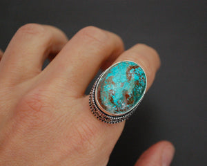 Bold Turquoise Ring from India - Size 6.75 / 7