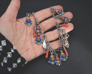 Berber Kabyle Coral Enamel Necklace
