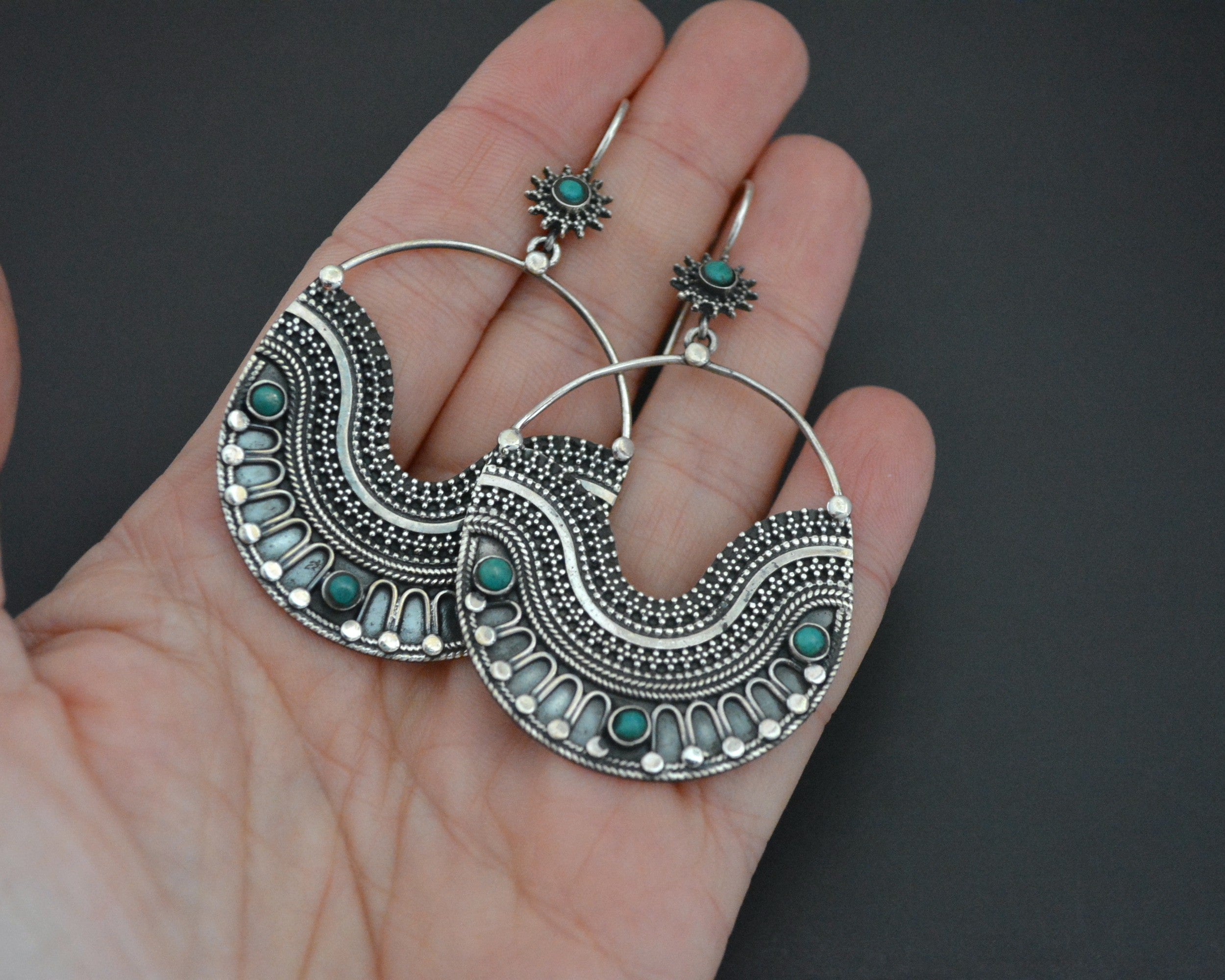Ethnic Turquoise Earrings from India