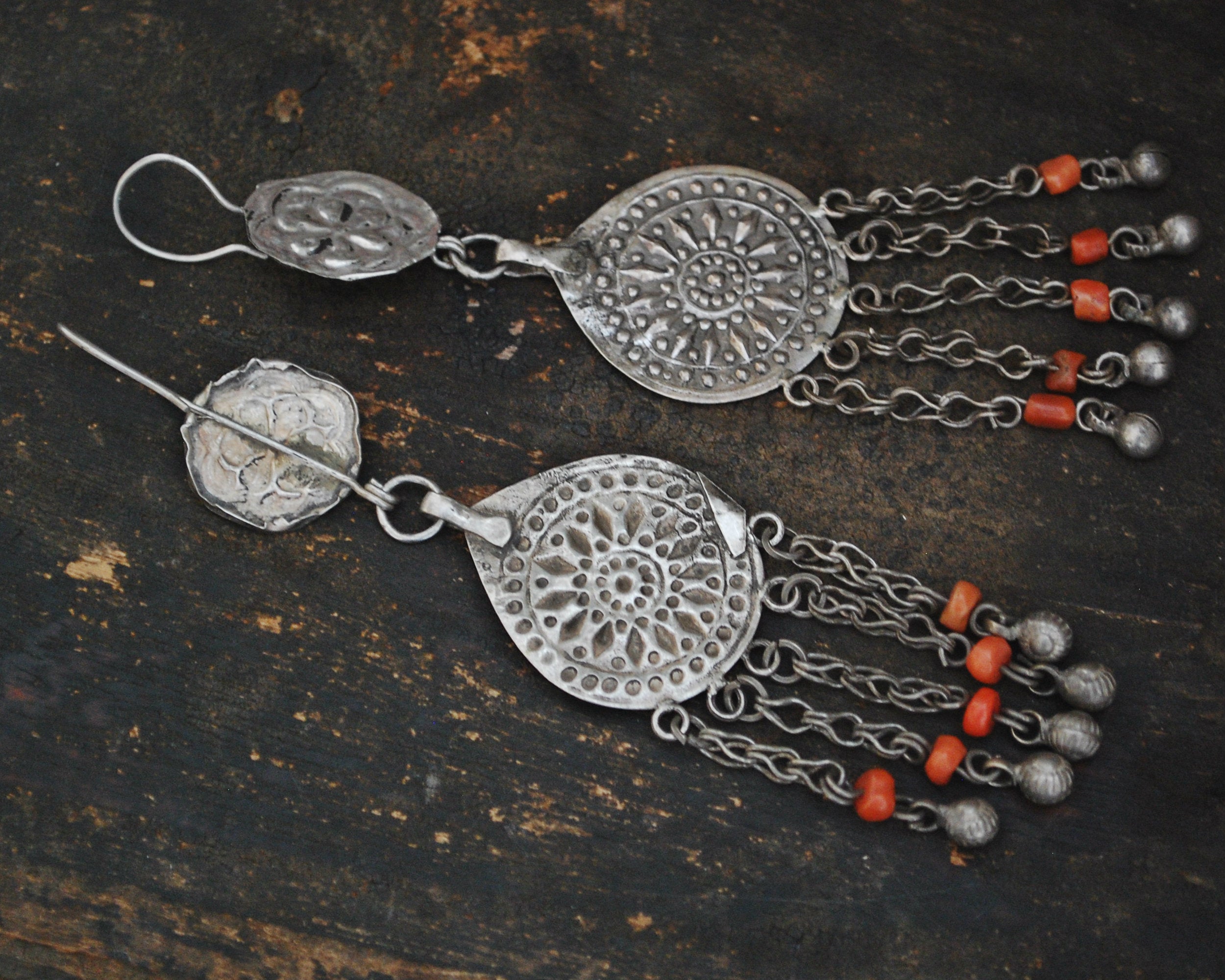 Uzbek Coral Earrings - Central Asian Earrings