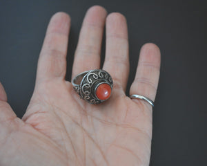 Bold Ethnic Coral Ring - Size 7