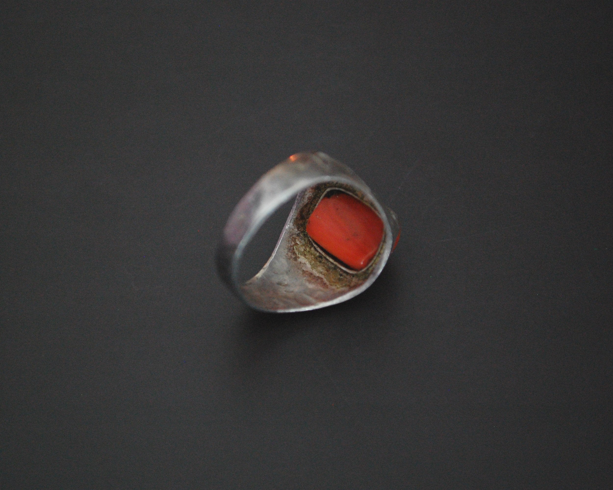 Old Afghani Coral Ring - Size 9.75