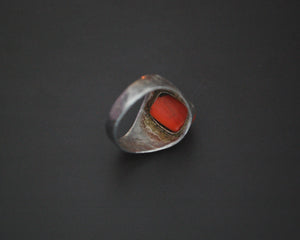 Old Afghani Coral Ring - Size 9.75