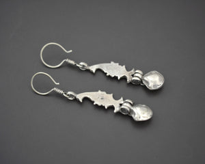 Uzbek Silver Dangle Earrings with Bird