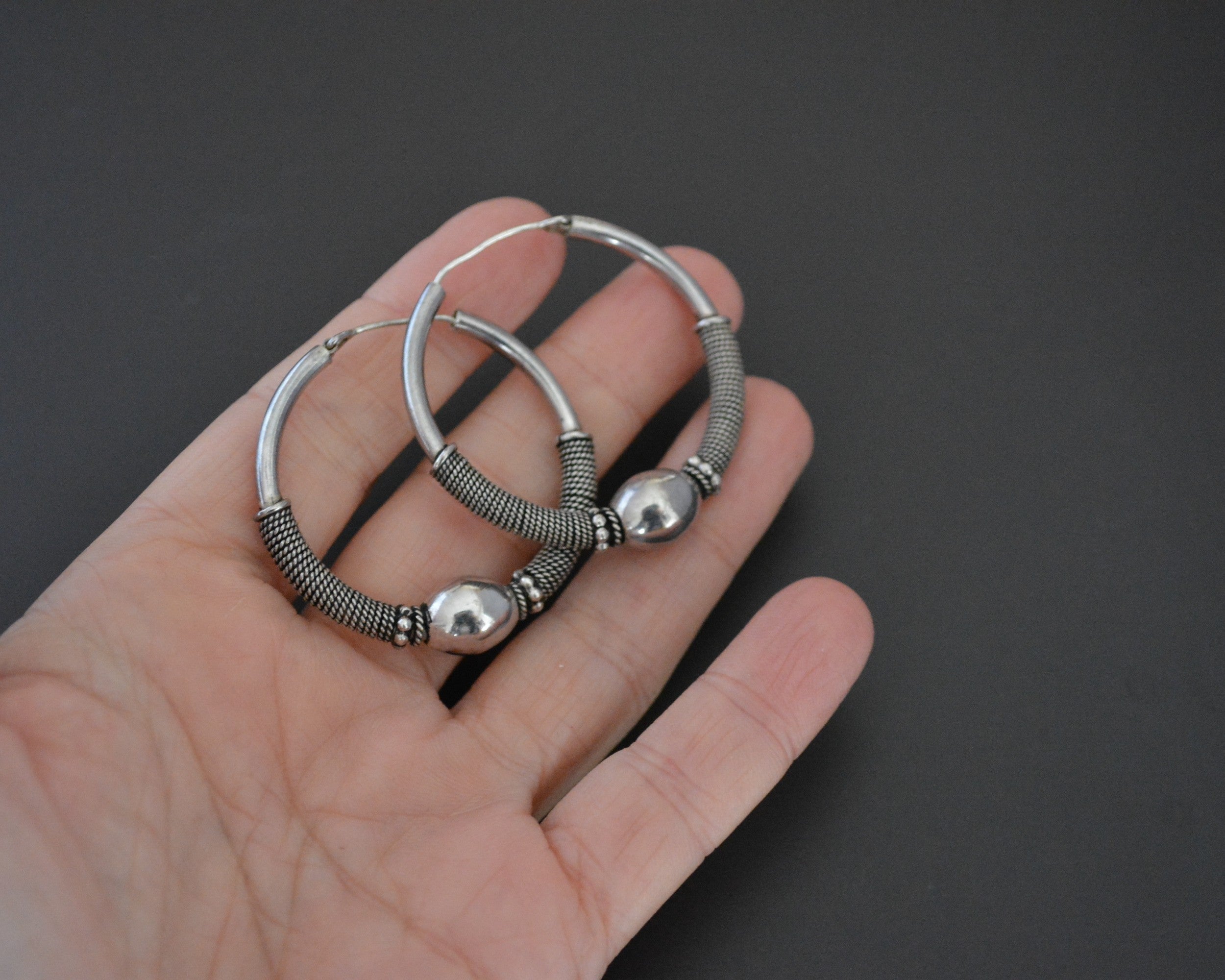 Large Ethnic Bali Hoop Earrings