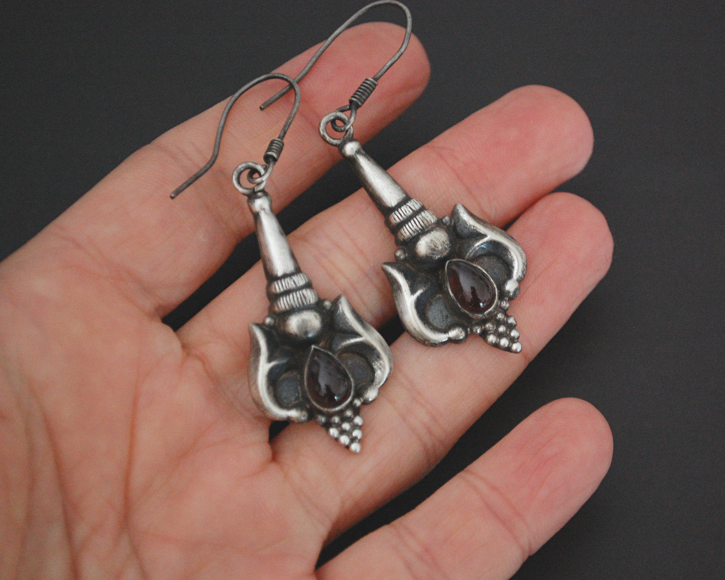 Ethnic Garnet Earrings from India