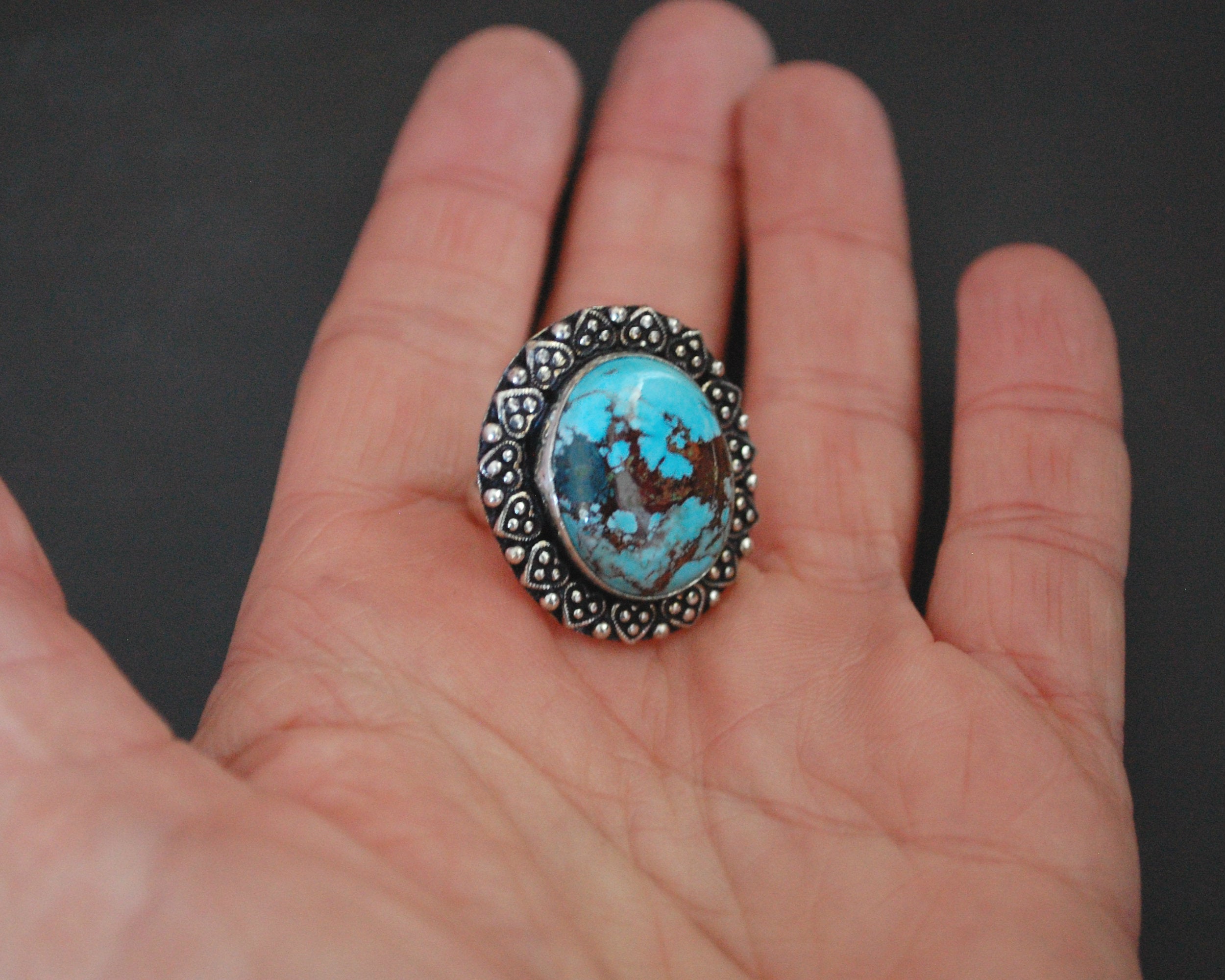 Ethnic Turquoise Ring from India - Size 7.5