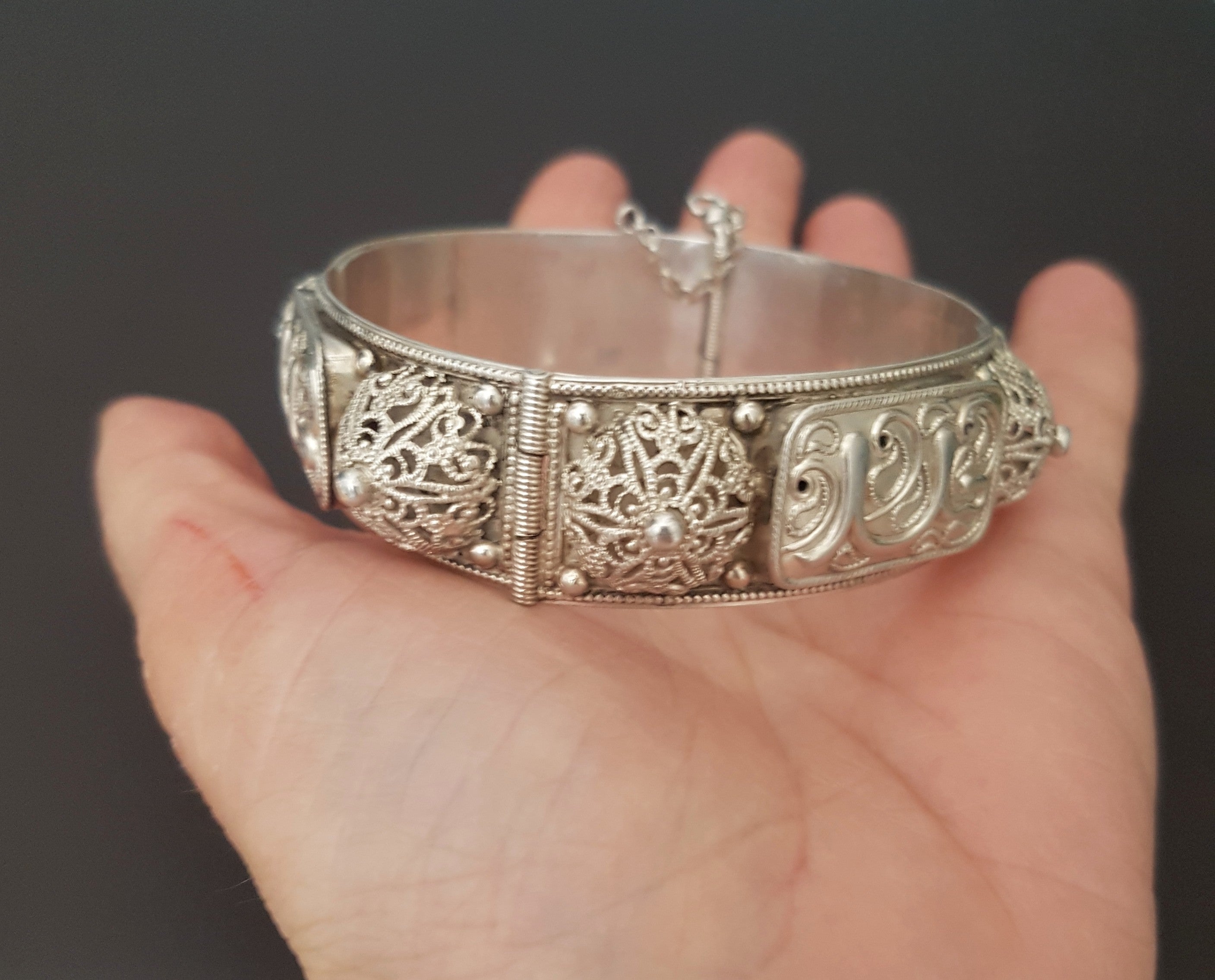 Tunisian Calligraphy Filigree Bracelet - Hinged -