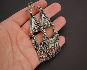 Long Vintage Indian Silver Earrings