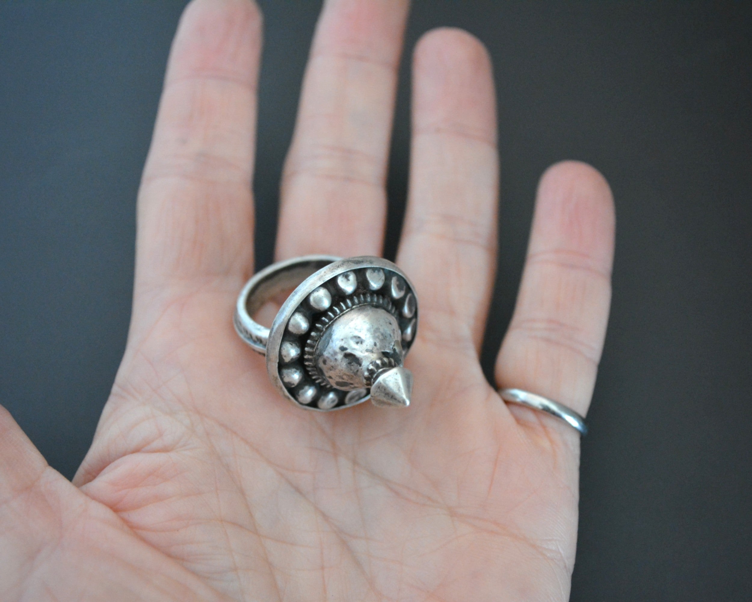 Rajasthani Silver Spike Ring - Size 8
