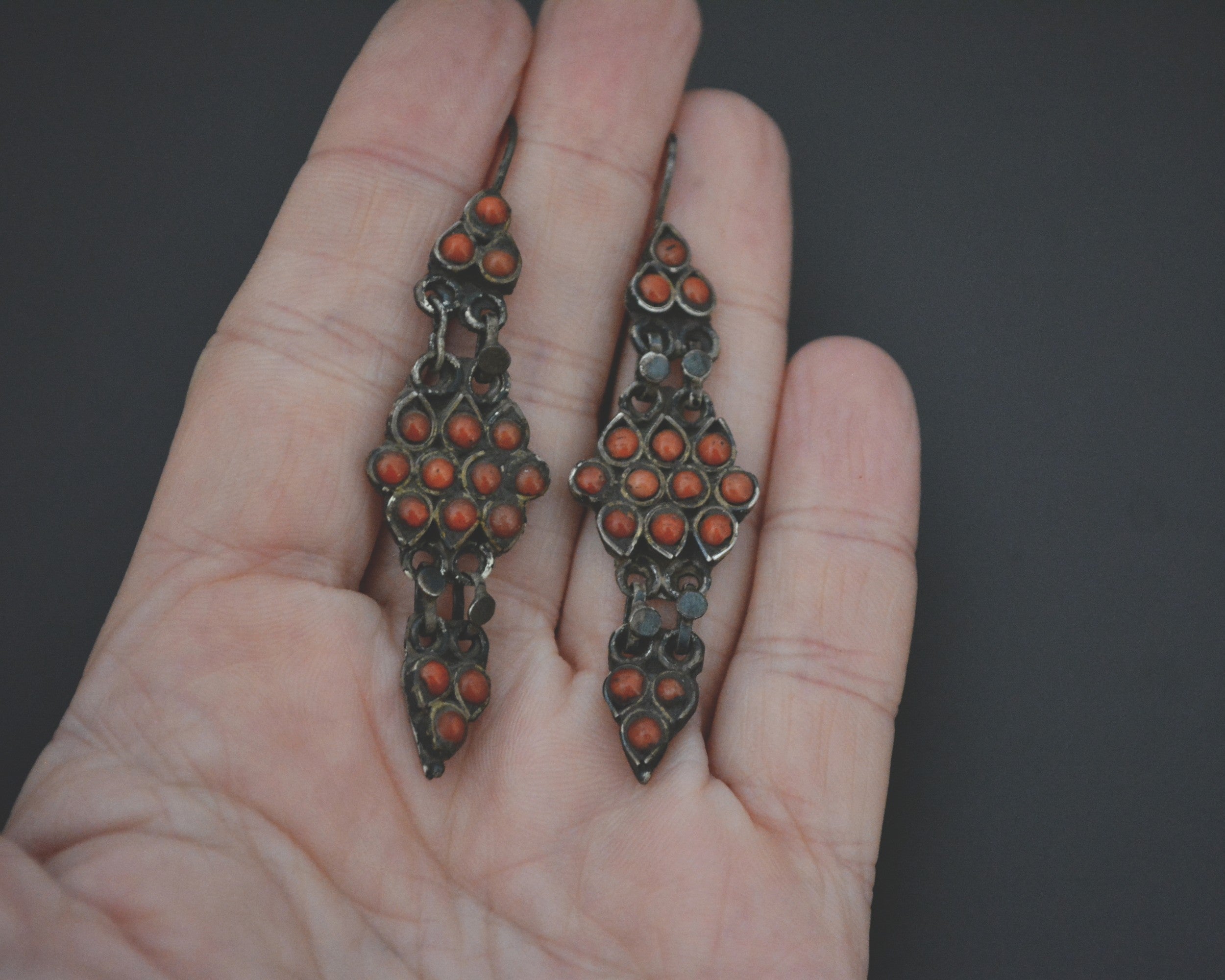 Ethnic Coral Earrings from Nepal