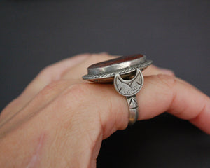 Afghani Crescent Moon Scorpion Intaglio Ring - Size 7.5
