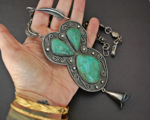 Huge Navajo Turquoise Feather Necklace