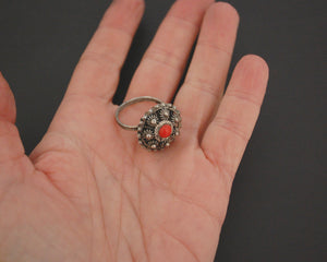Croatian Coral Filigree Ring - Size 6.5