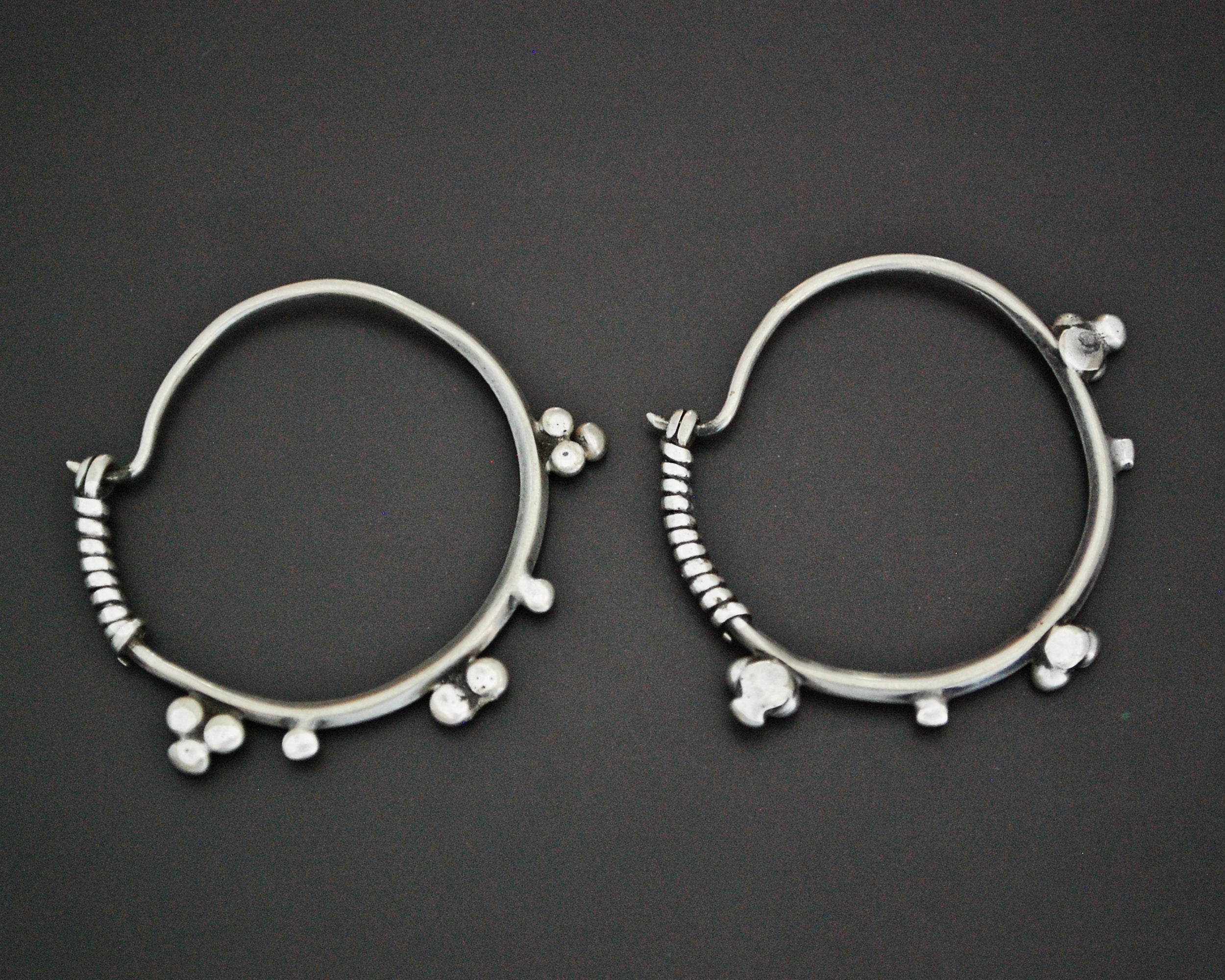 Afghani Hoop Earrings with Silver Dots - MEDIUM